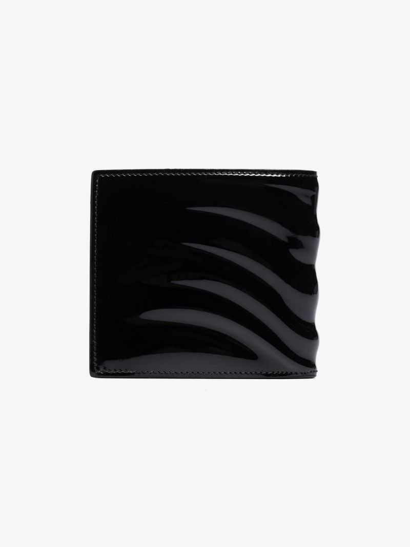 Black Rib 8cc Patent Leather Bifold Wallet