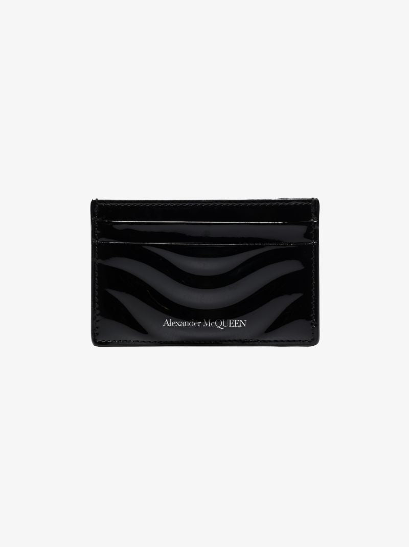 Black Rib Patent Leather Card Holder