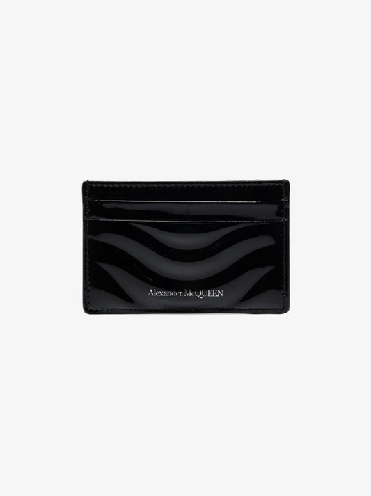 Black Rib Patent Leather Card Holder