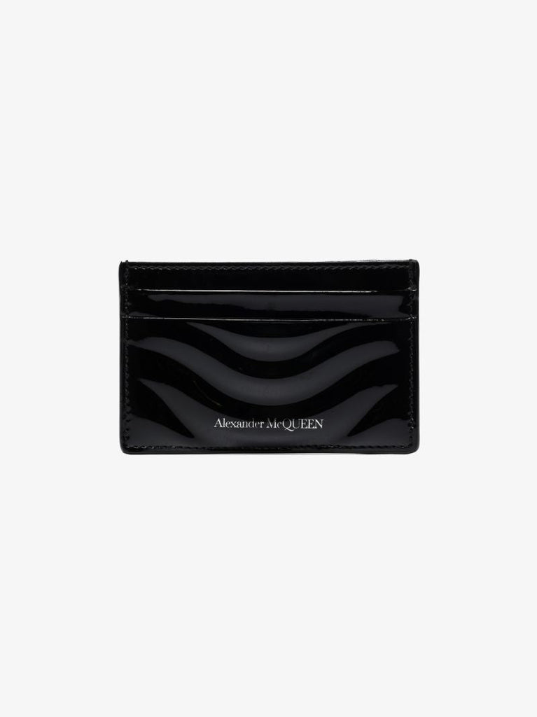 Black Rib Patent Leather Card Holder