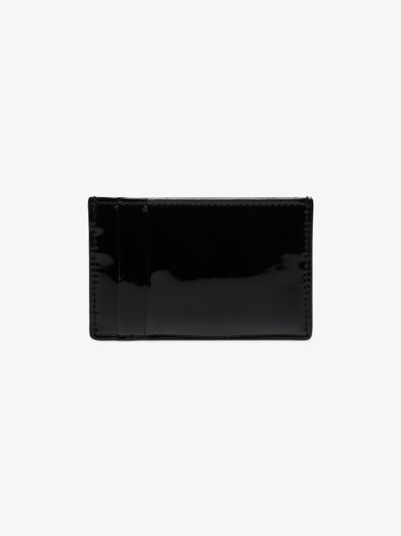 Black Rib Patent Leather Card Holder