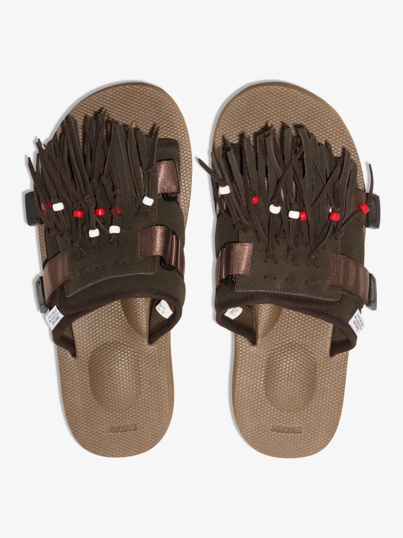 Brown Hot Tasselled Suede Sandals