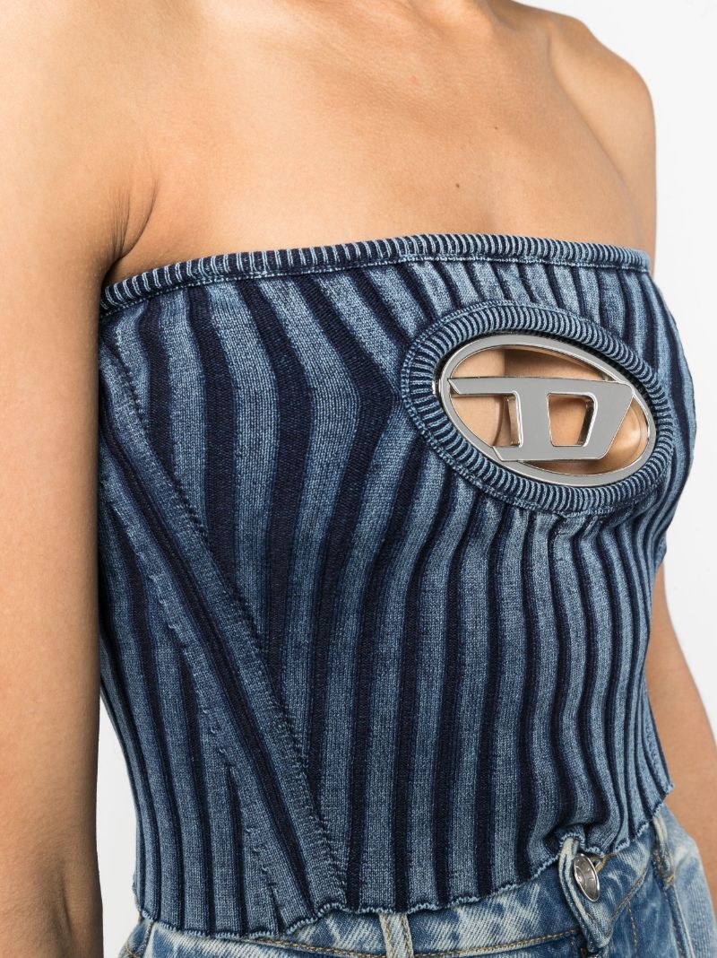 Blue Cotton-blend Tube Top