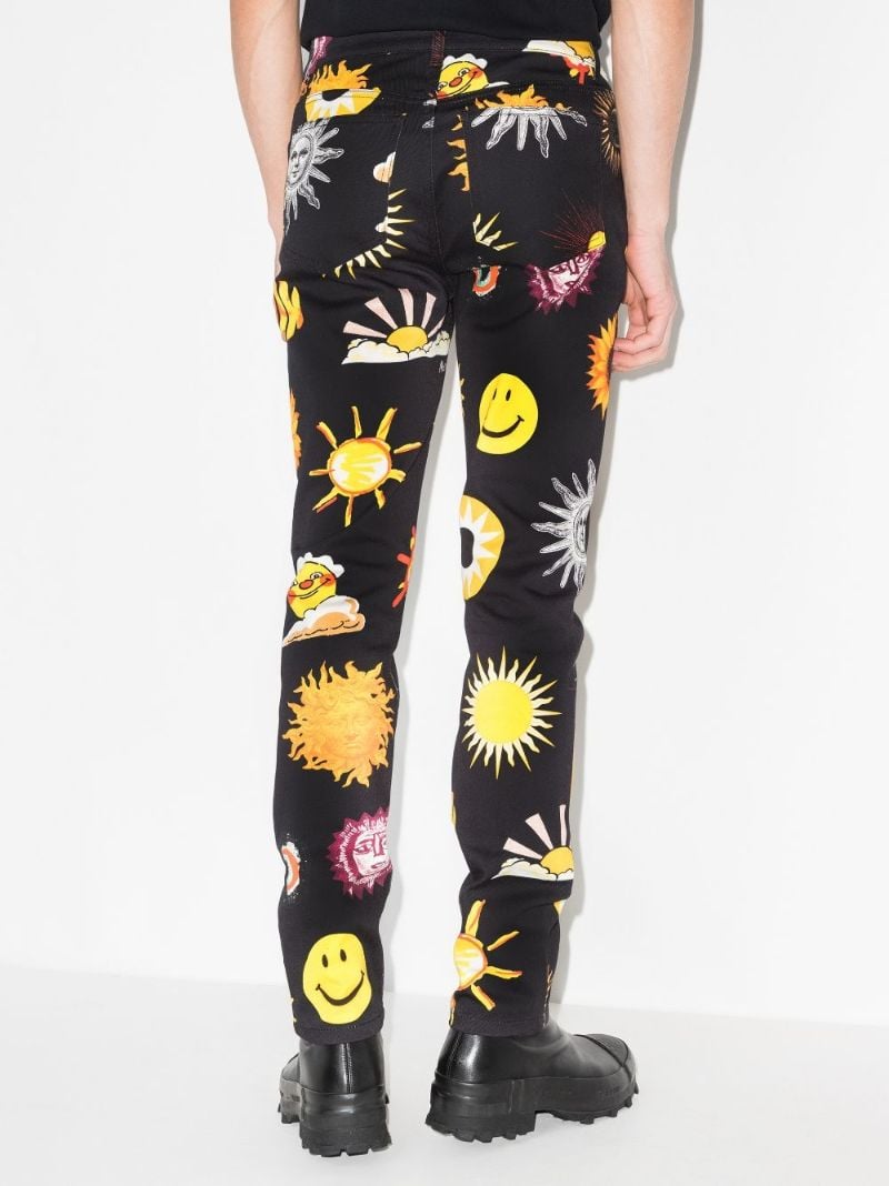 Sun Smiley Print Slim Leg Jeans