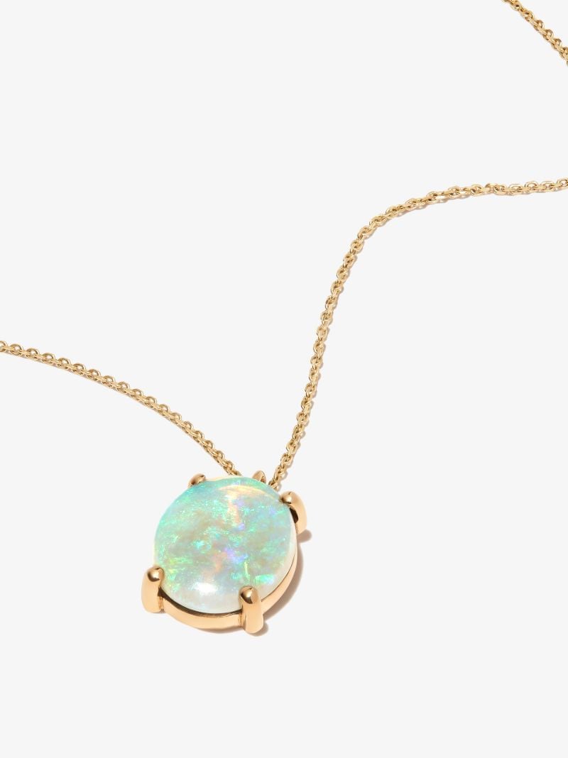 14k Yellow Gold Large Opal Pendant Necklace
