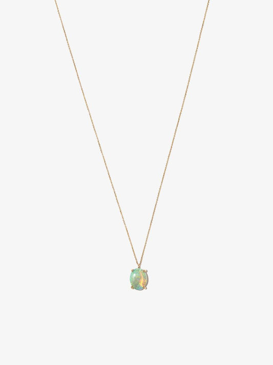 14k Yellow Gold Large Opal Pendant Necklace