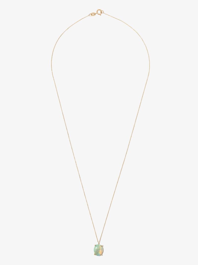 14k Yellow Gold Large Opal Pendant Necklace