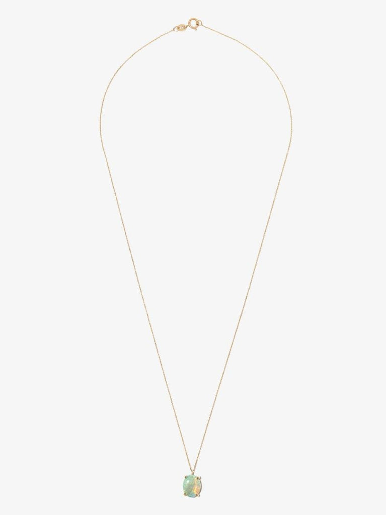 14k Yellow Gold Large Opal Pendant Necklace