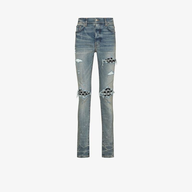 X Playboy Ripped-effect Skinny Jeans