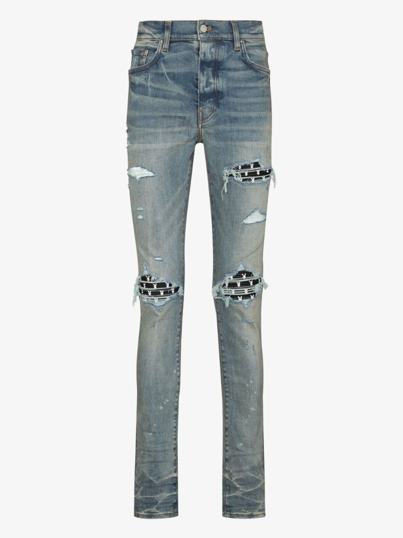 X Playboy Ripped-effect Skinny Jeans