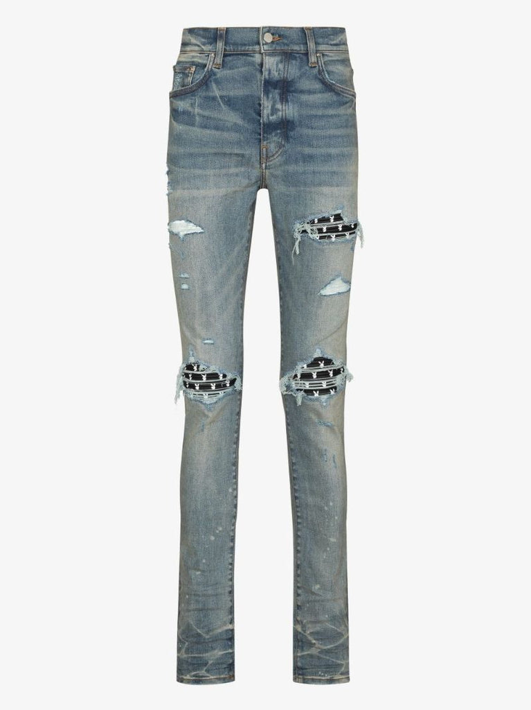 X Playboy Ripped-effect Skinny Jeans