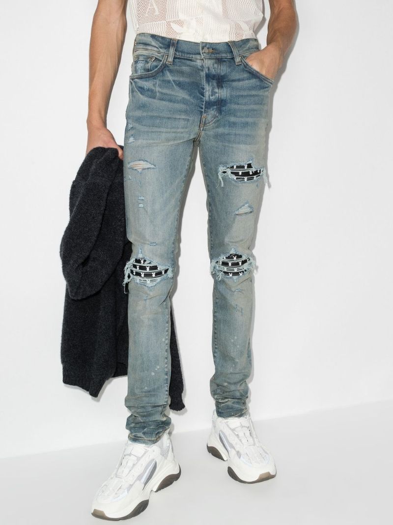X Playboy Ripped-effect Skinny Jeans