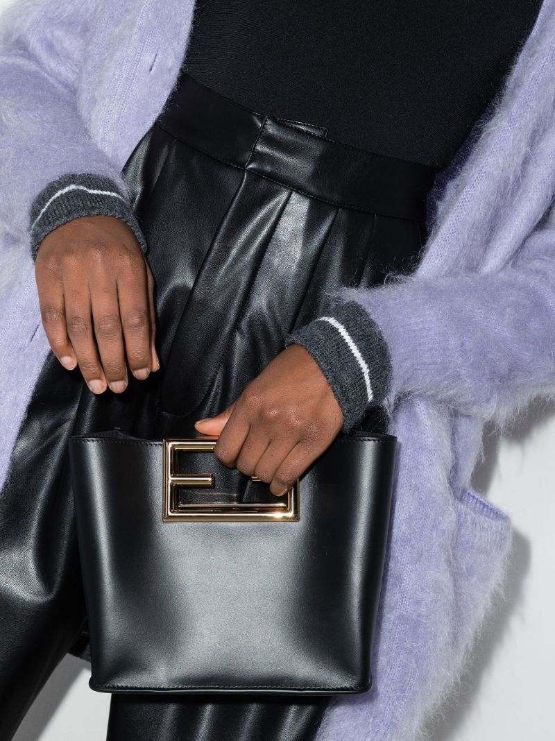 Black Way Small Leather Tote Bag