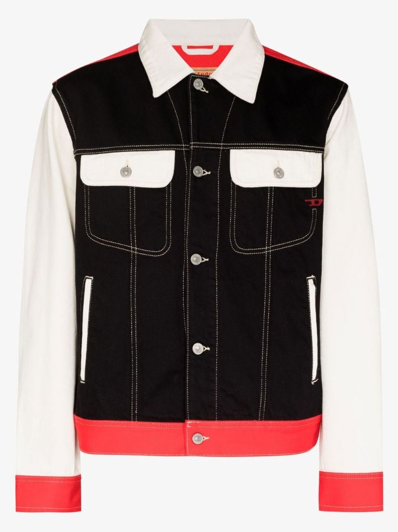 Black Colour Block Denim Jacket