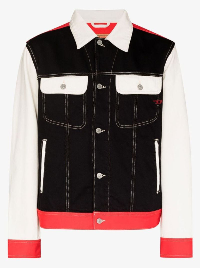 Black Colour Block Denim Jacket