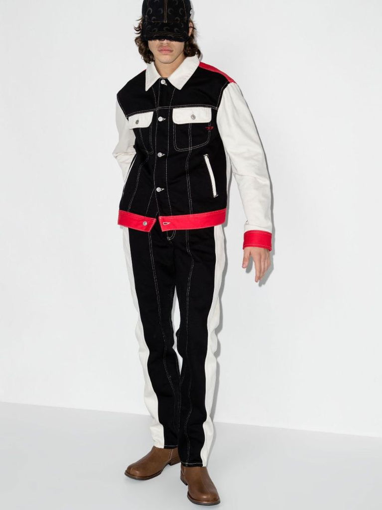 Black Colour Block Denim Jacket
