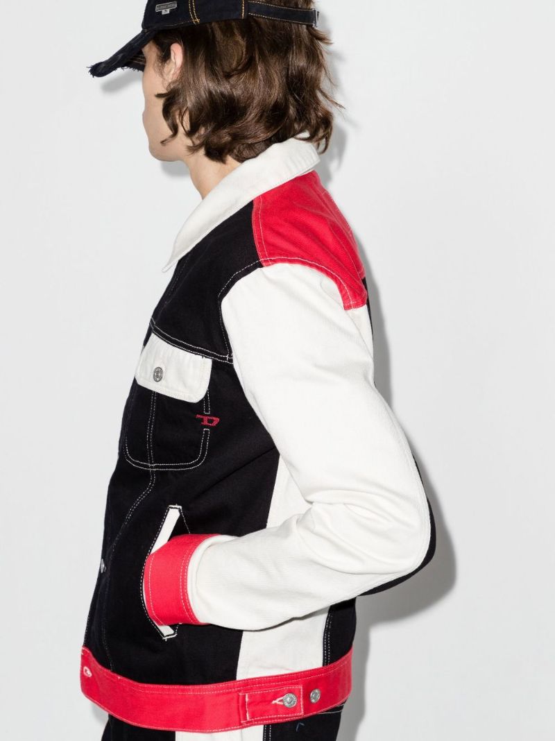 Black Colour Block Denim Jacket