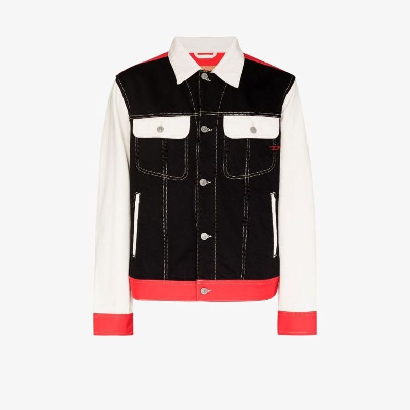 Black Colour Block Denim Jacket