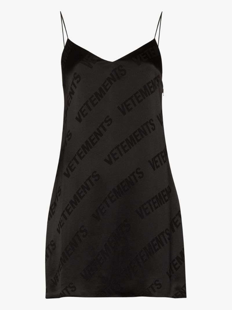 Diagonal Logo Print Mini Dress