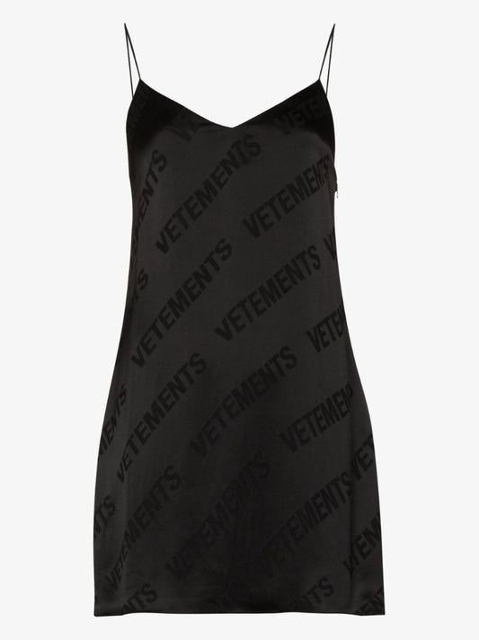 Diagonal Logo Print Mini Dress