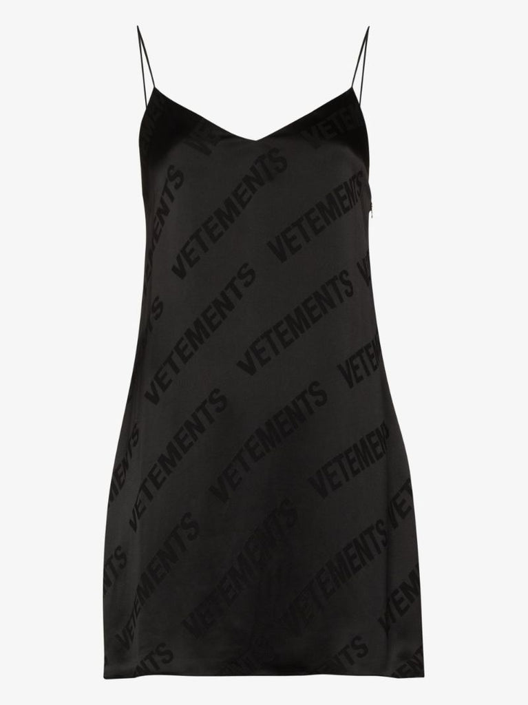 Diagonal Logo Print Mini Dress