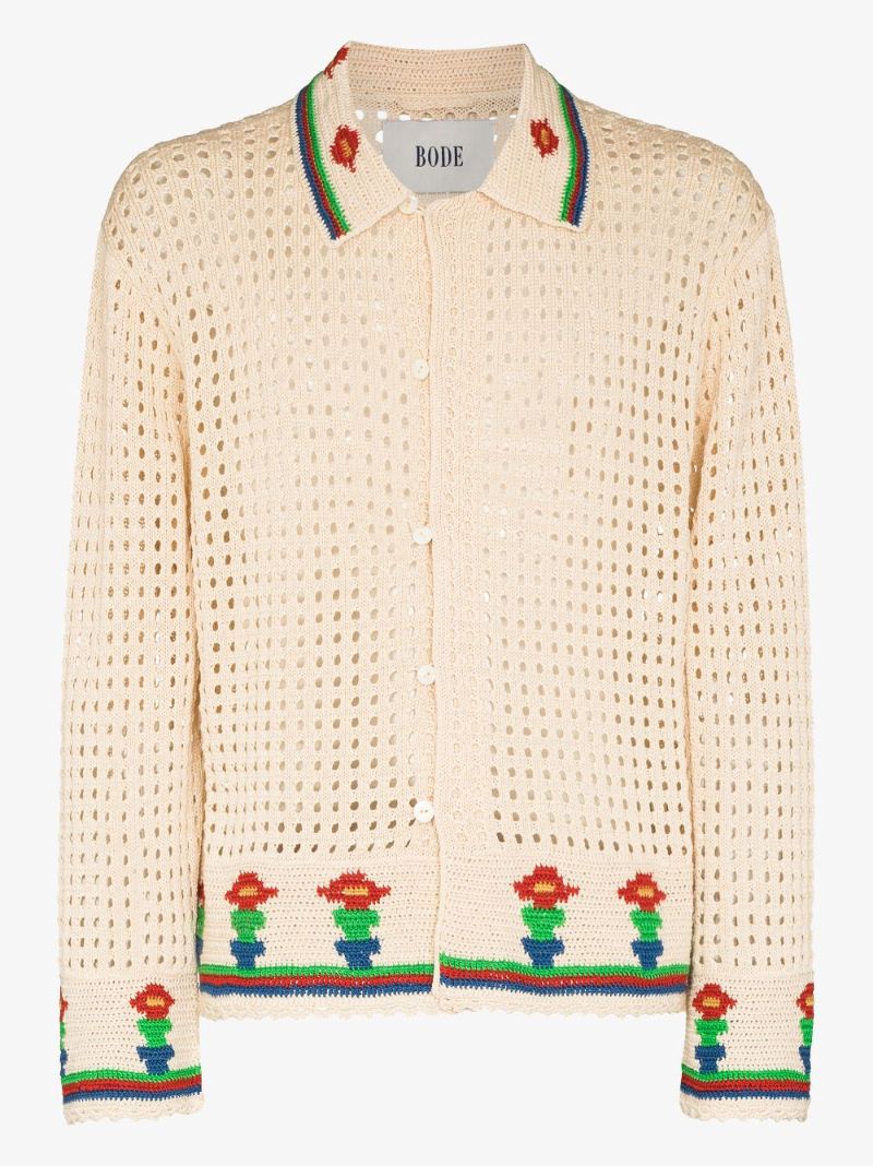 Potted Flower Crochet Shirt