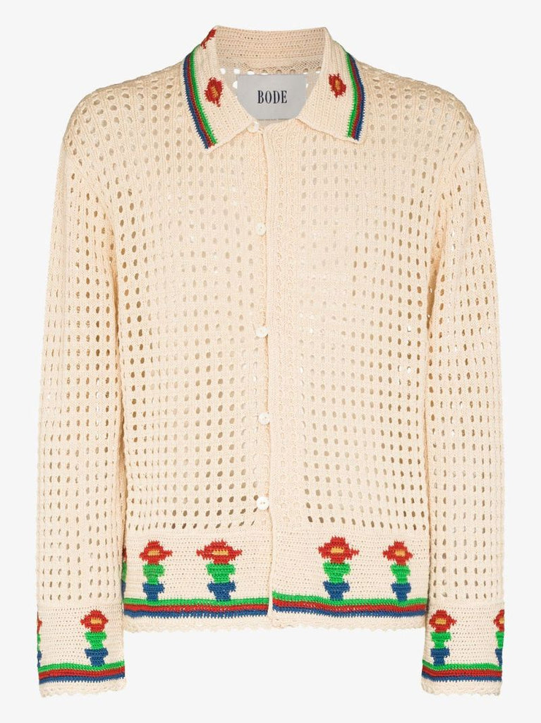Potted Flower Crochet Shirt