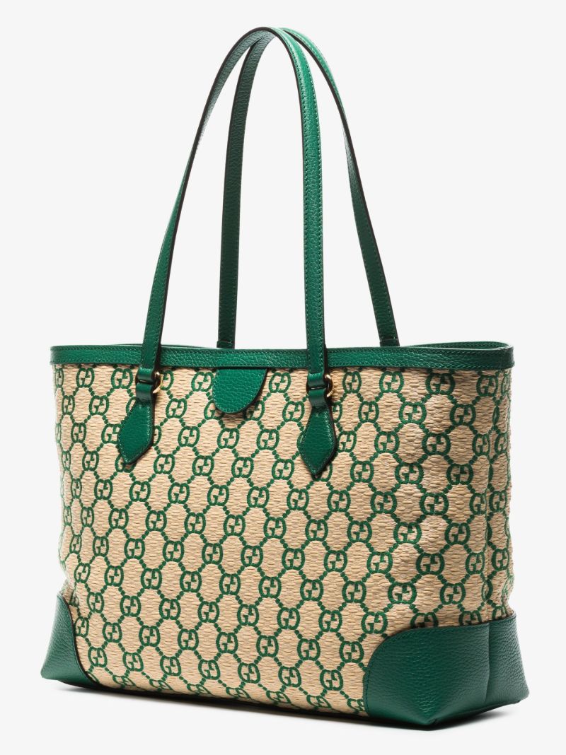 Neutral Ophidia Medium Raffia Tote Bag