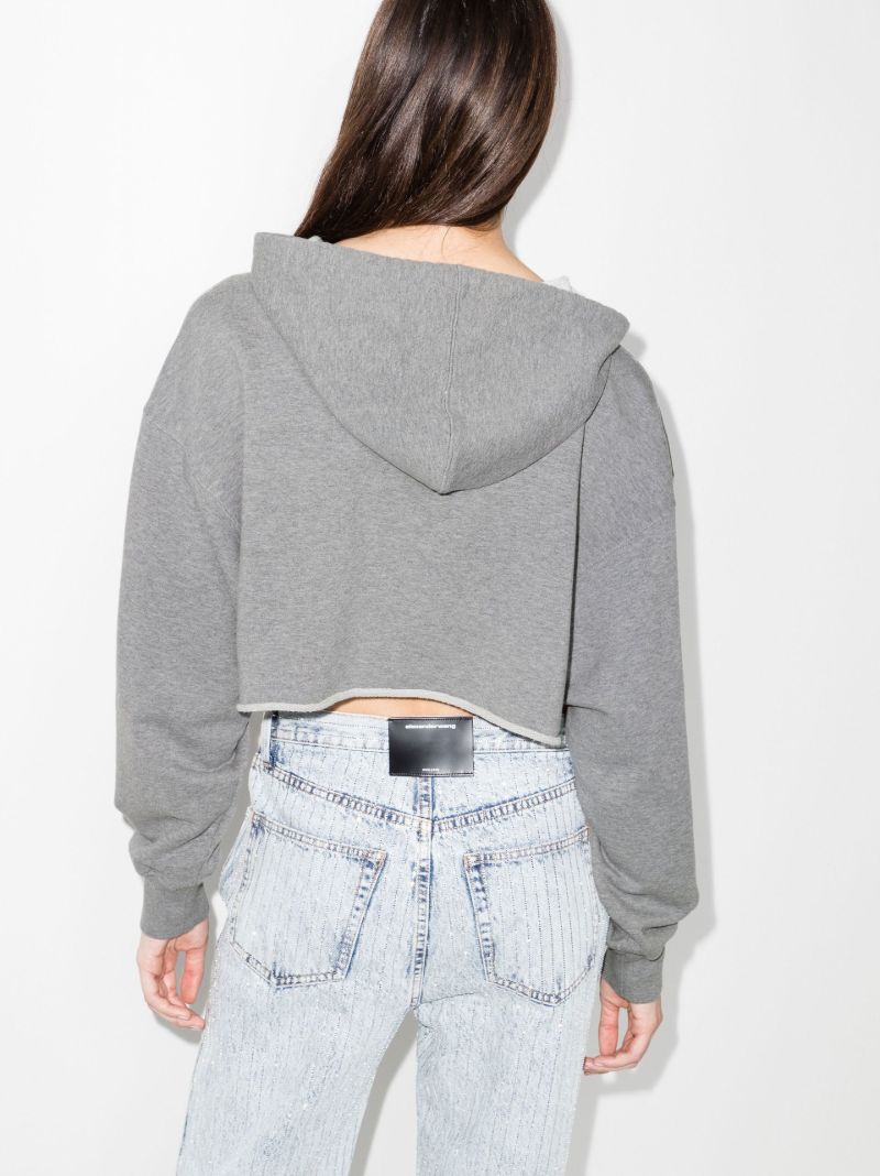 Cropped Logo Cotton Hoodie
