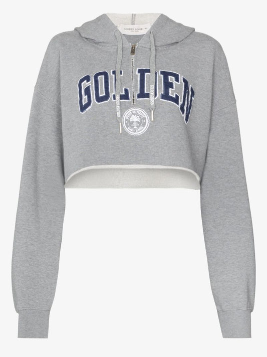 Cropped Logo Cotton Hoodie