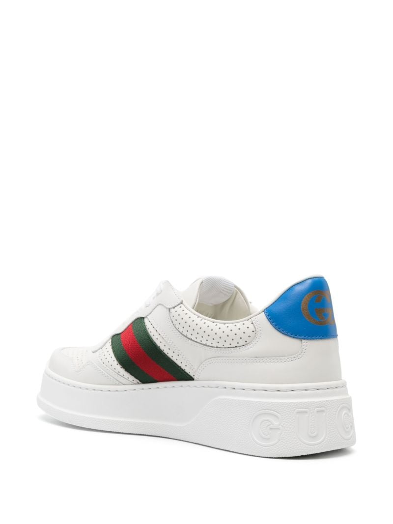White Web-trim Leather Sneakers