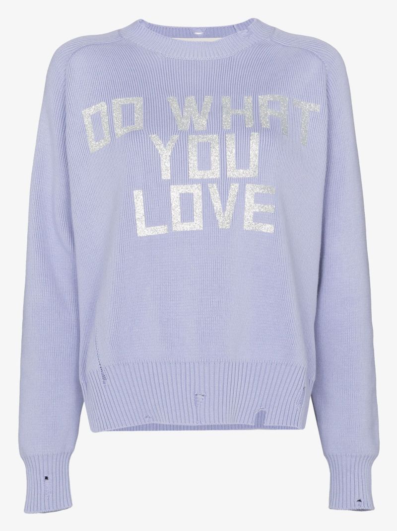 Printed Distressed Cotton Sweater