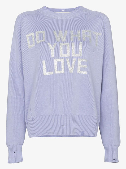 Printed Distressed Cotton Sweater