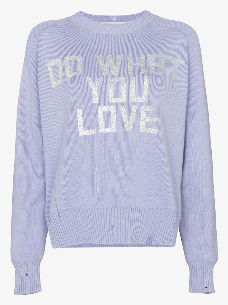 Printed Distressed Cotton Sweater