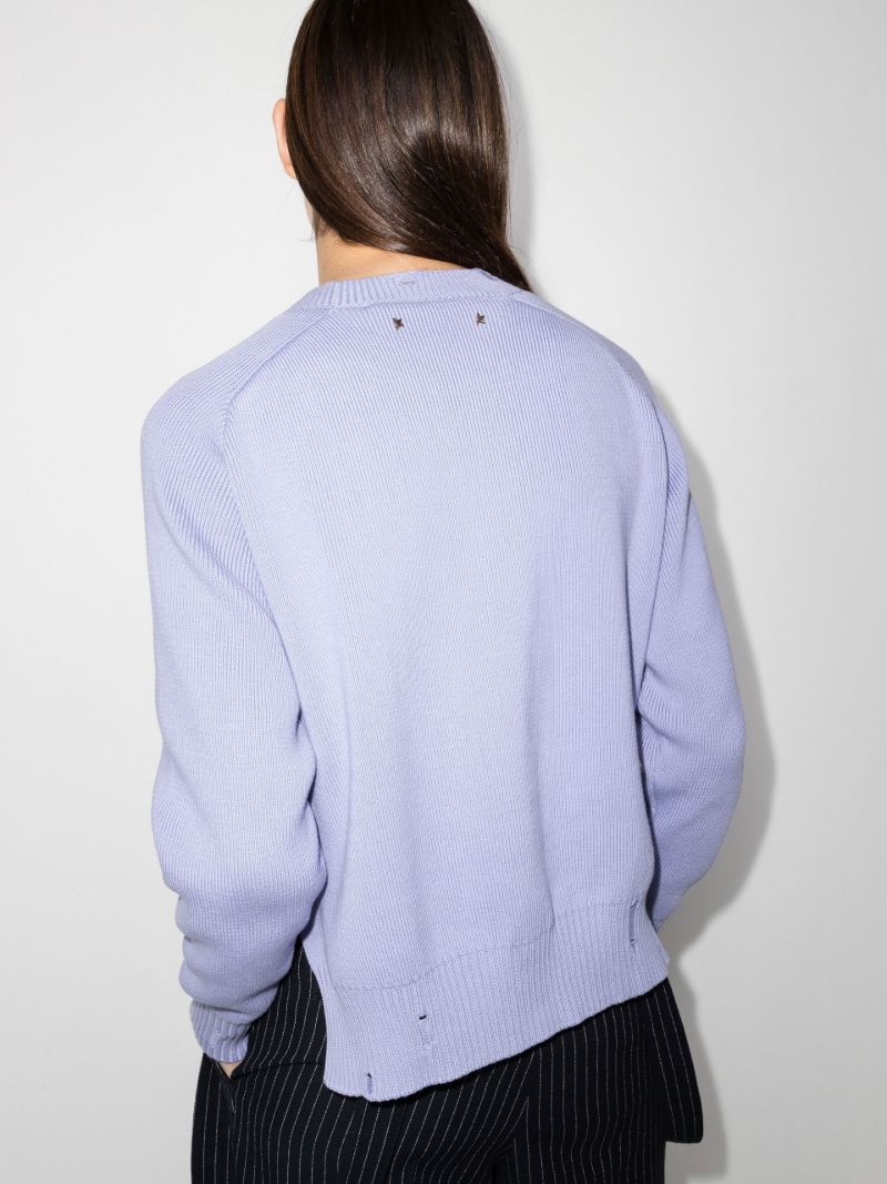 Printed Distressed Cotton Sweater