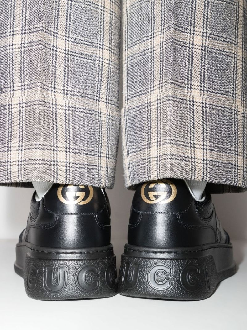 Black Gg Embossed Low-top Leather Sneakers