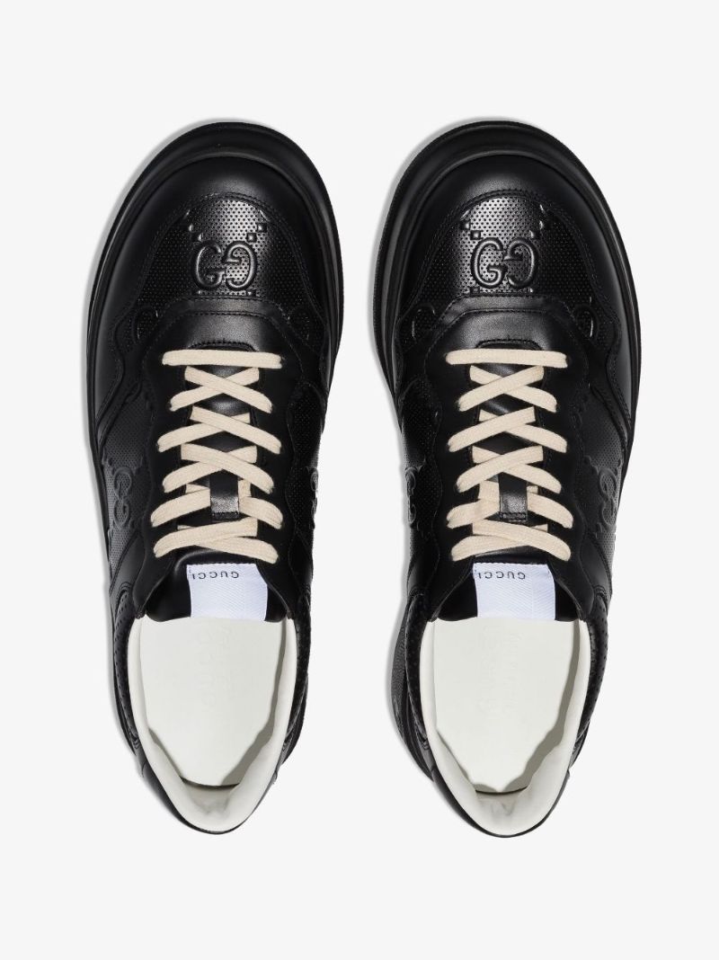 Black Gg Embossed Low-top Leather Sneakers