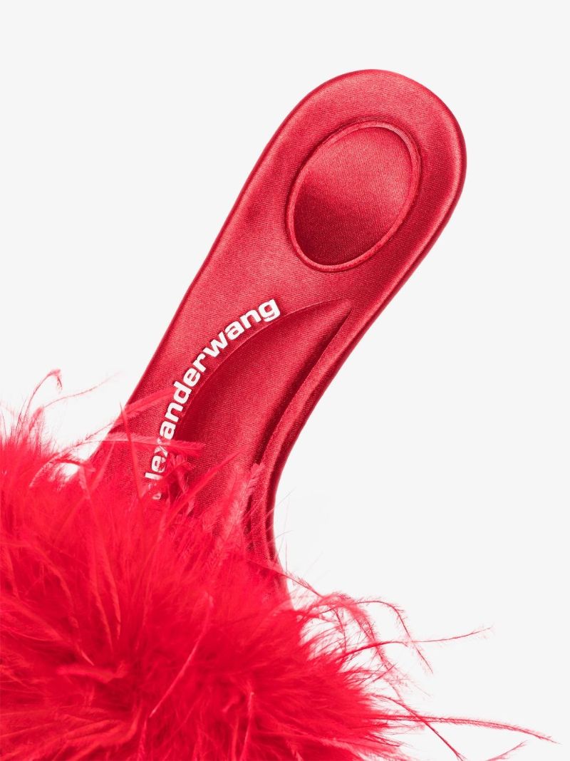 Red Lulu 85 Feather Mules