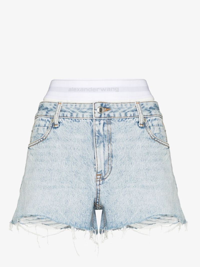 Logo Waistband Denim Shorts