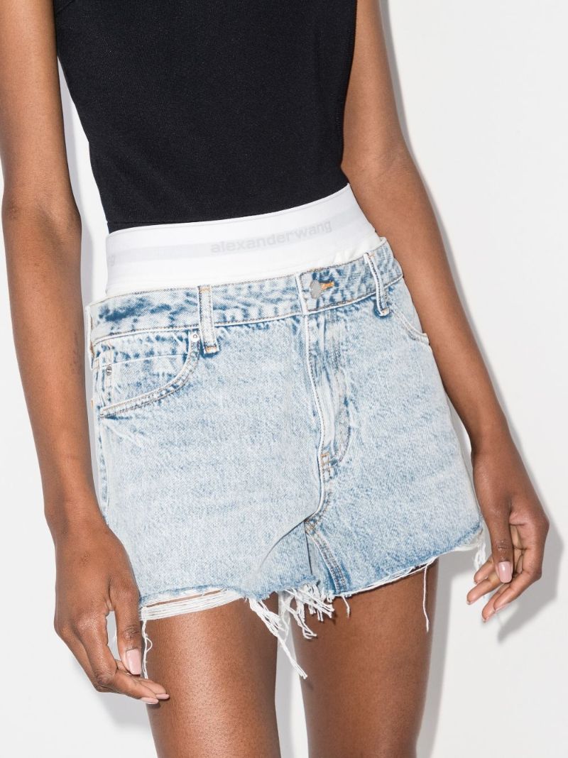 Logo Waistband Denim Shorts