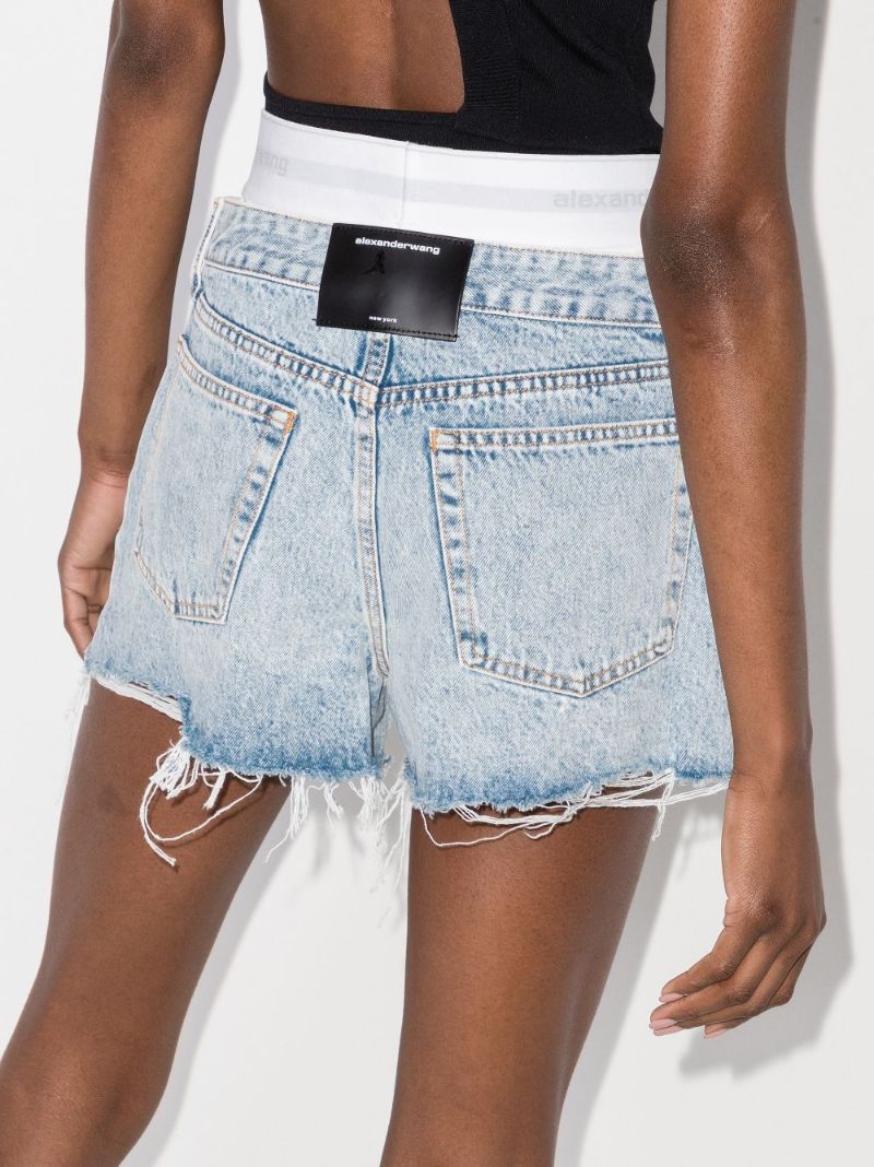 Logo Waistband Denim Shorts