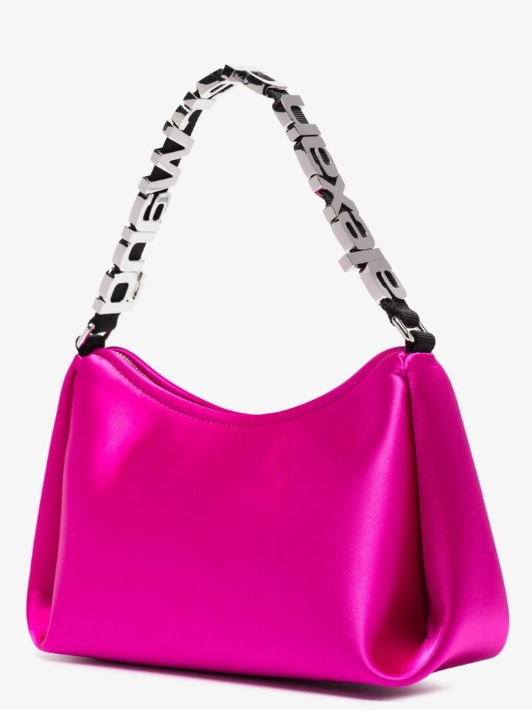 Pink Marquess Medium Satin Shoulder Bag