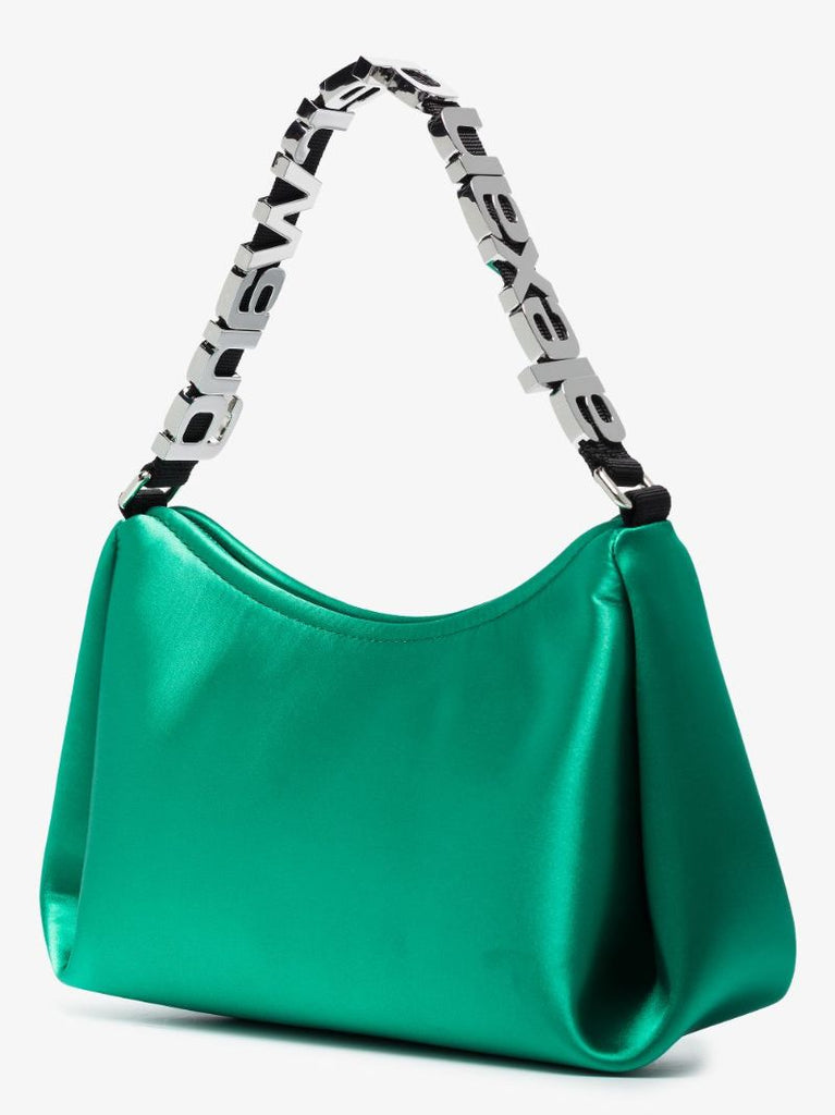 Green Marquess Medium Satin Shoulder Bag
