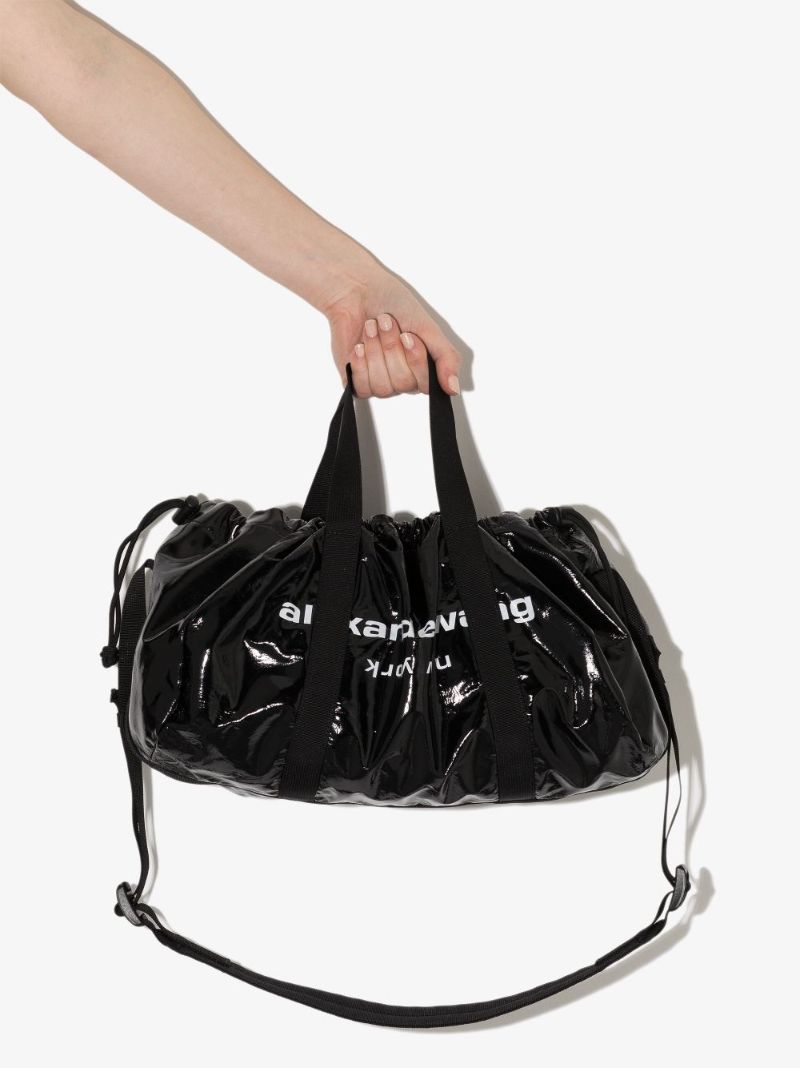 Black Primal Logo Patent Leather Holdall Bag