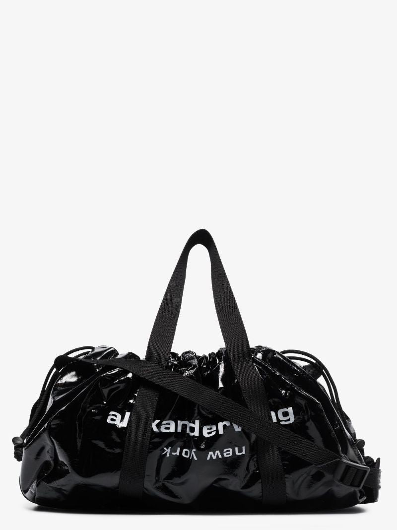 Black Primal Logo Patent Leather Holdall Bag