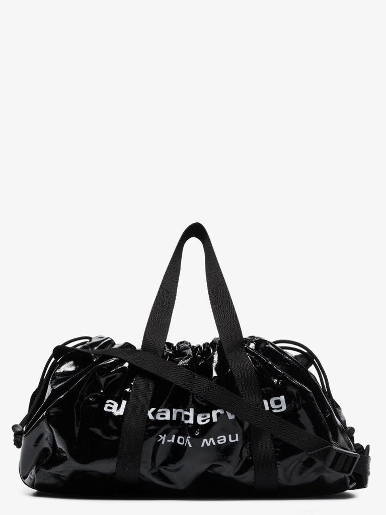 Black Primal Logo Patent Leather Holdall Bag