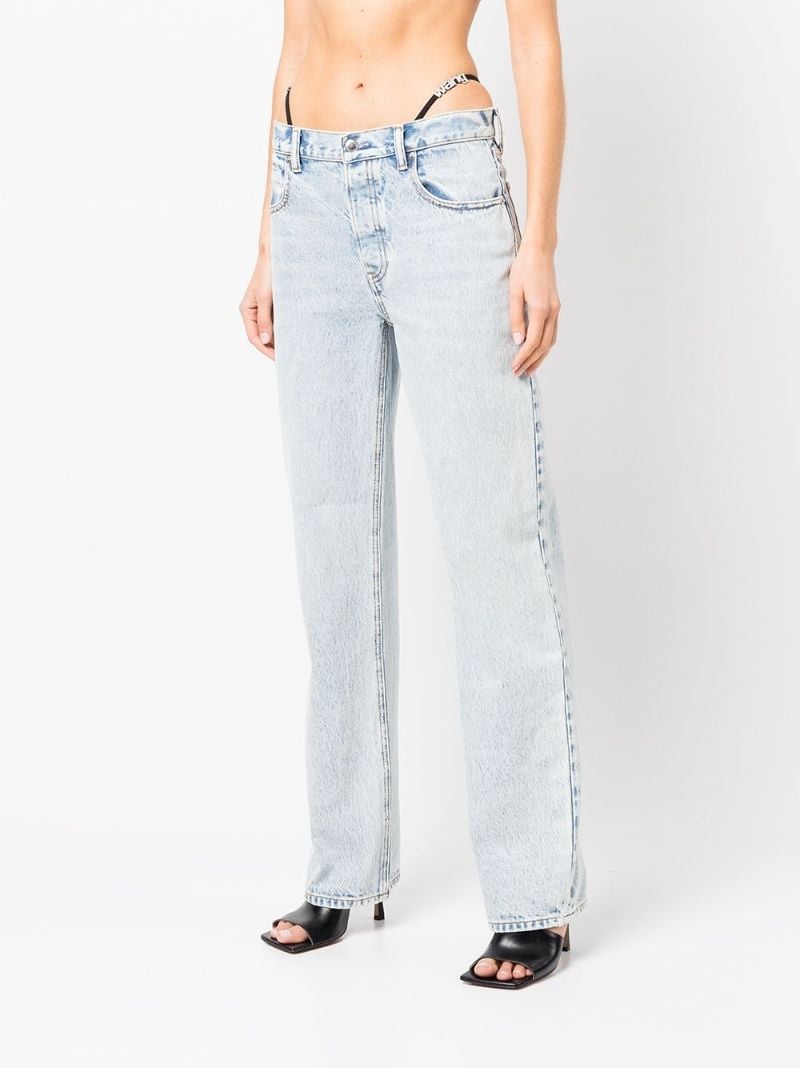 Blue Logo Strap Straight-leg Jeans
