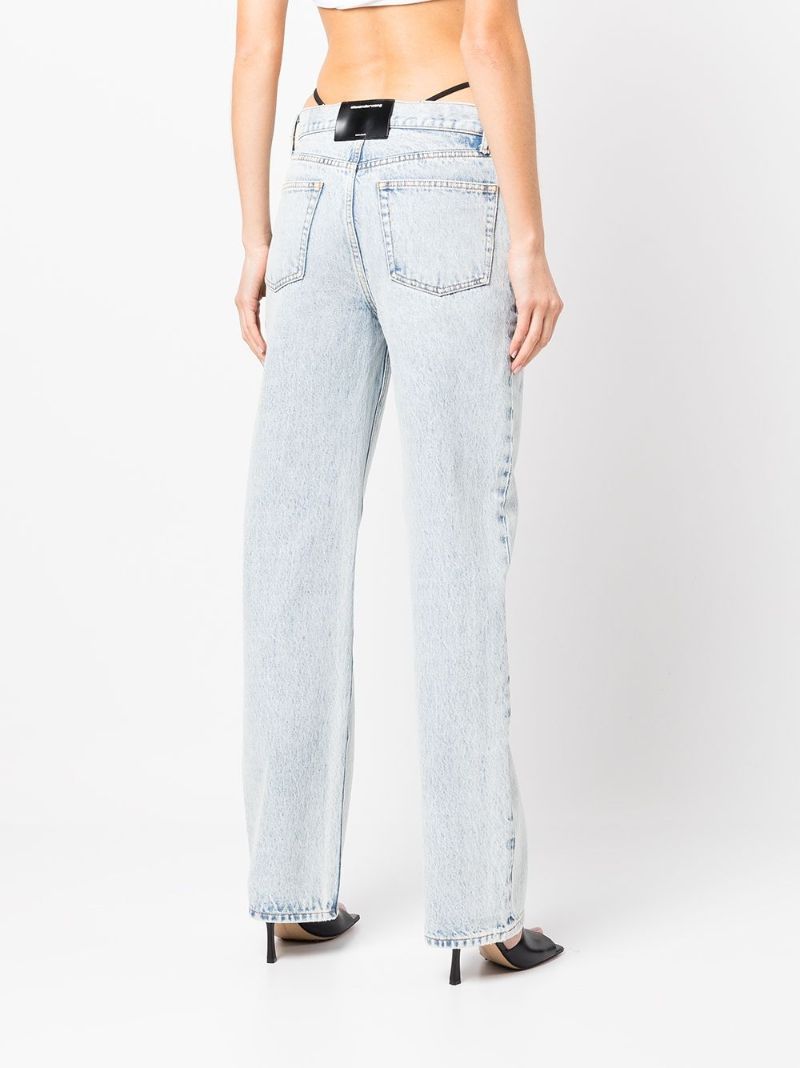 Blue Logo Strap Straight-leg Jeans