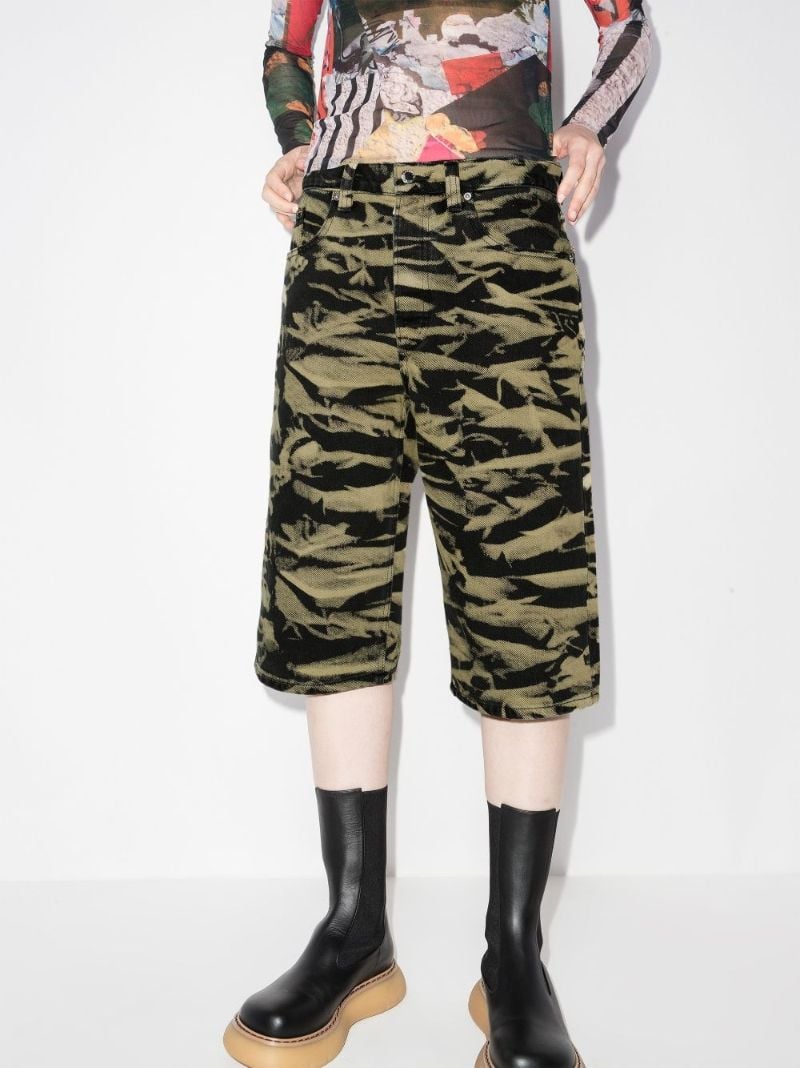 Motif-print Denim Shorts
