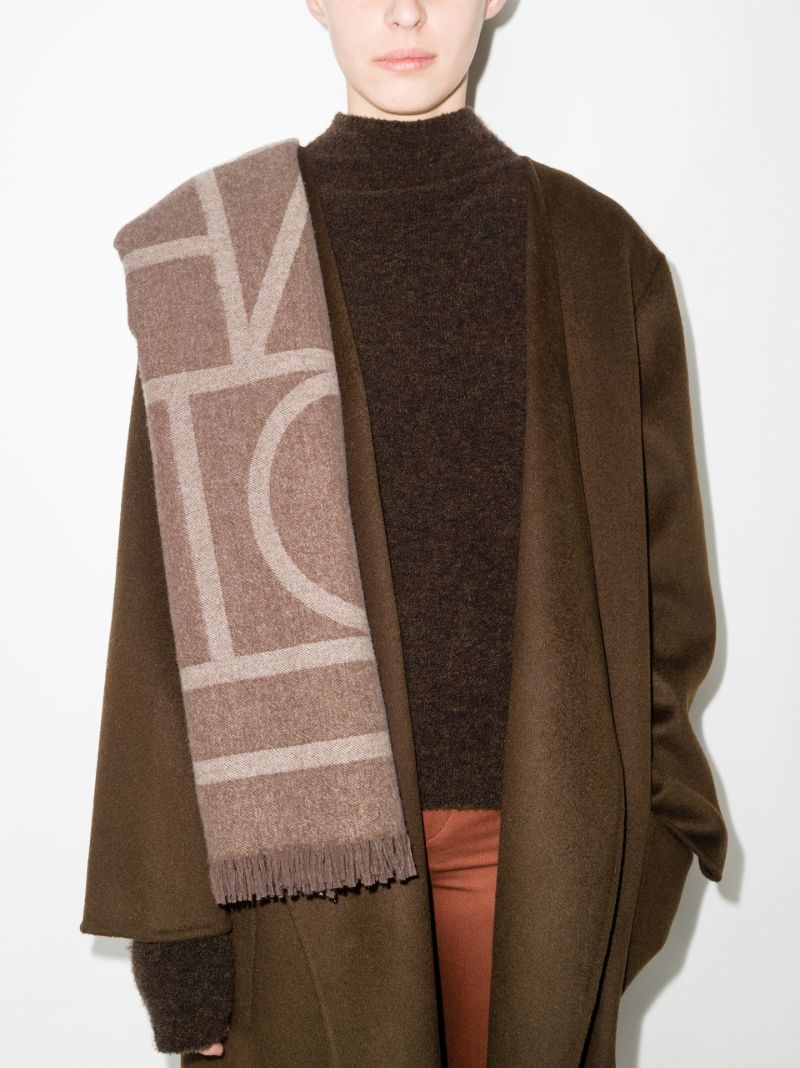 Beige Monogram Jacquard Scarf
